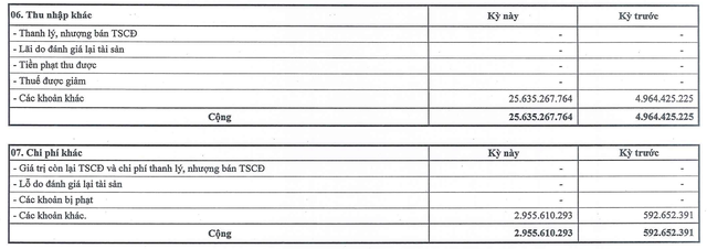 Cơ cấu lợi nhuận khác trong quý II/2025 của G36.