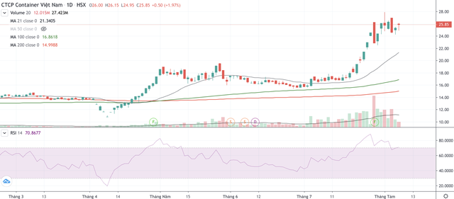 Diễn biến cổ phiếu VSC.