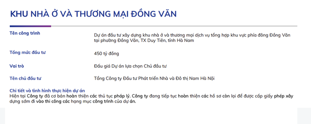 Thông tin dự án khu nhà ở và thương mại Đồng Văn.