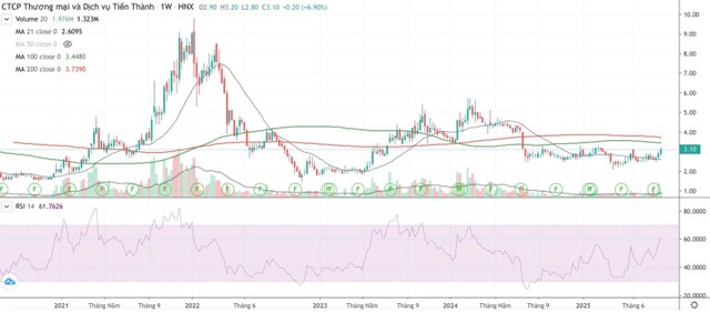 Cổ phiếu TTH đang giao dịch vùng đáy nhiều năm.