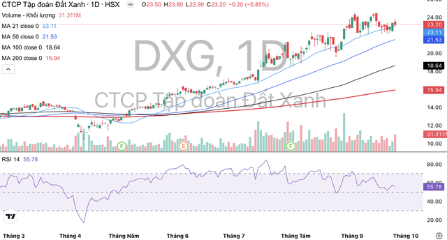 Cổ phiếu DXG tăng mạnh từ ngày 9/4 tới nay.