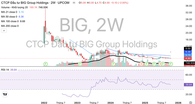Cổ phiếu BIG giảm mạnh từ khi giao dịch tới nay.