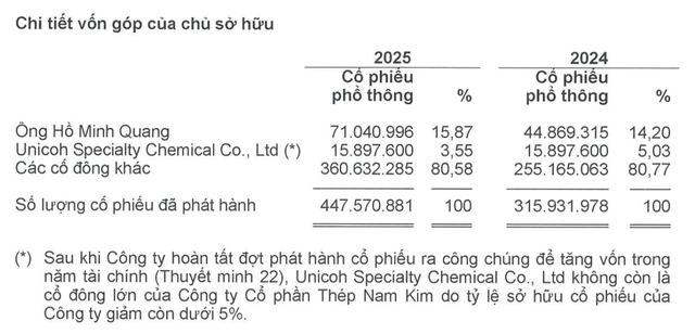 Cổ đông ngoại không còn là cổ đông lớn của NKG sau đợt chào bán đầu năm 2025. Cổ đông ngoại không còn là cổ đông lớn của NKG sau đợt chào bán đầu năm 2025.