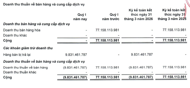 Đầu tư LDG không ghi nhận doanh thu quý I/2026.