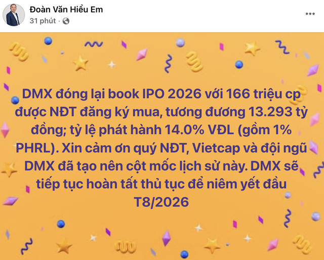 Ông Đoàn Văn Hiểu Em công bố kết quả đăng ký mua trên Facebook cá nhân. Ông Đoàn Văn Hiểu Em công bố kết quả đăng ký mua trên Facebook cá nhân.