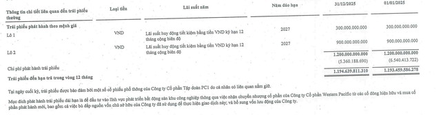 Thông tin hai lô trái phiếu của PC1. Nguồn: Báo cáo tài chính quý I/2026