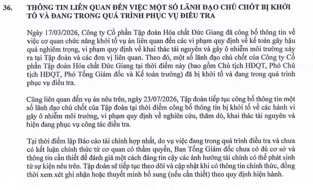DGC thuyết minh sự kiện lãnh đạo bị khởi tố. DGC thuyết minh sự kiện lãnh đạo bị khởi tố.