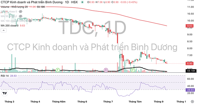 Cổ phiếu TDC giảm 36,1% giá trị từ đầu năm.