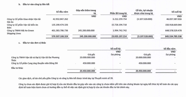 Hải An tăng góp vốn vào Công ty TNHH Hải An Green Shipping Lines trong 9 tháng đầu năm 2026.