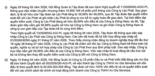An Gia đã nâng sở hữu Công ty cổ phần Quản lý và Phát triển Lộc Phát.