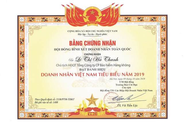 Chủ tịch HĐQT Tổng CTCP Bảo hiểm Hàng không (VNI) nhận danh hiệu Doanh nhân tiêu biểu 2019 ảnh 1
