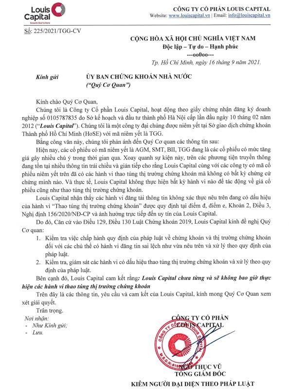 Công văn TGG gửi UBCKNN.