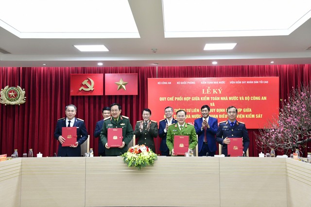 Việc ký kết Quy chế phối hợp và Thông tư liên tịch sẽ tạo cơ sở pháp lý quan trọng để KTNN, Bộ Công an, Bộ Quốc phòng, Viện KSNDTC phối hợp chặt chẽ hơn trong các hoạt động có liên quan Việc ký kết Quy chế phối hợp và Thông tư liên tịch sẽ tạo cơ sở pháp lý quan trọng để KTNN, Bộ Công an, Bộ Quốc phòng, Viện KSNDTC phối hợp chặt chẽ hơn trong các hoạt động có liên quan