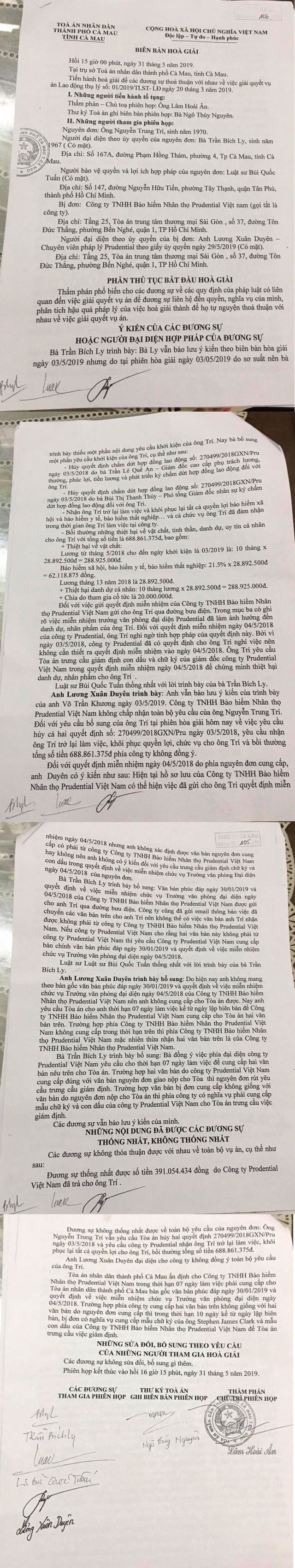 Vụ nhân viên kiện Prudential Việt Nam: Hai bên không tìm được tiếng nói chung trong hòa giải ảnh 1