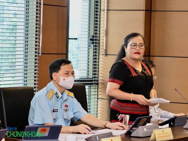 Đại biểu Nguyễn Thị Sửu (bên phải) phát biểu tại một buổi họp tổ Quốc hội (Ảnh: M.Minh)