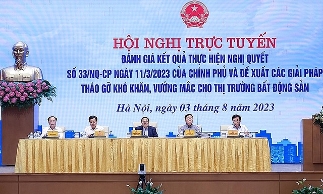 Một trong những hội nghị trực của Chính phủ về tháo gỡ khó khăn, vướng mắc cho thị trường bất động sản