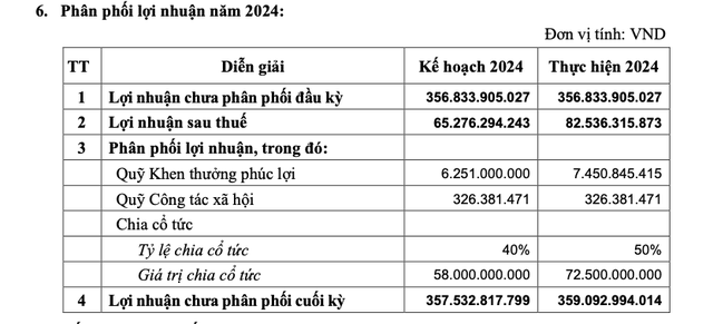 Phương án phân phối lợi nhuận 2024 của Bia Sài Gòn- Miền Tây (nguồn: WSB)