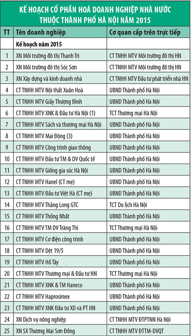 Hà Nội: "Dồn toa" cổ phần hóa doanh nghiệp nhà nước ảnh 1
