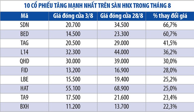 Những cổ phiếu biến động mạnh nhất tháng 8 ảnh 3