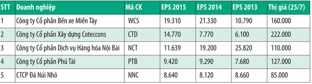 Mục sở thị những cổ phiếu có EPS khủng trong 6 tháng ảnh 1