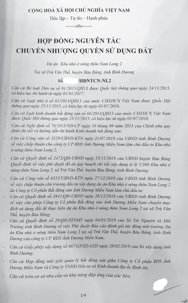 Cẩn trọng với hợp đồng nguyên tắc chuyển nhượng quyền sử dụng đất ảnh 1