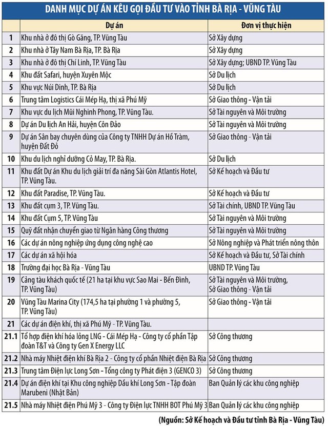 Bà Rịa - Vũng Tàu kêu gọi đầu tư các dự án trọng điểm ảnh 1