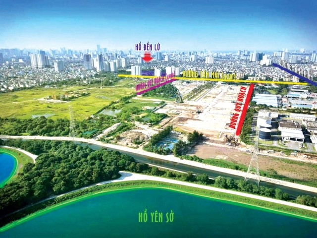 Louis City Hoàng Mai nằm kề cận hồ nước và nhiều trục giao thông lớn