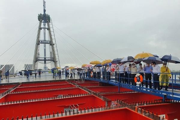 Cầu Thủ Thiêm 2 hiện tại đã hoàn thành 85% tiến độ. (Ảnh: Lê Toàn)