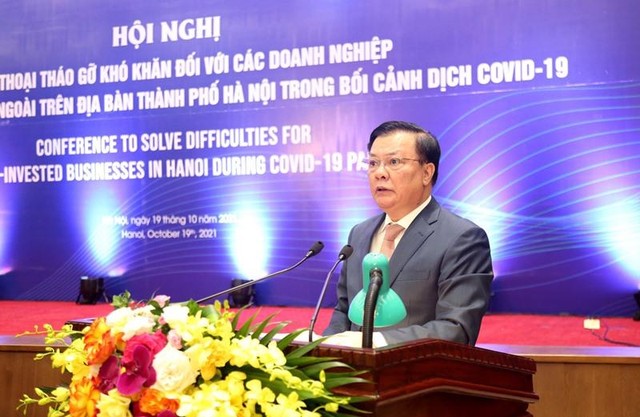 Bí thư Thành ủy Hà Nội Đinh Tiến Dũng phát biểu tại Hội nghị