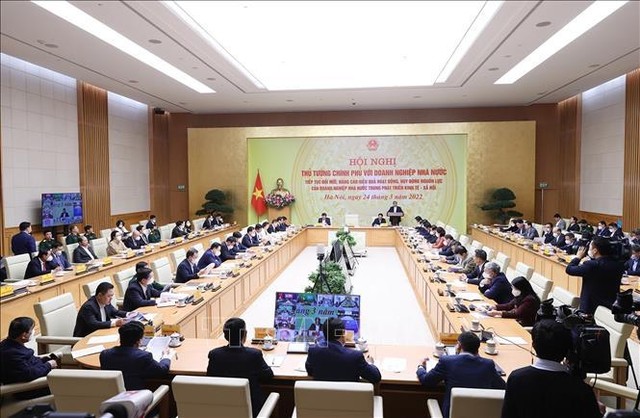 Hội nghị Thủ tướng Chính phủ với Doanh nghiệp nhà nước diễn ra ngày 24/3 (Ảnh: TTXVN)