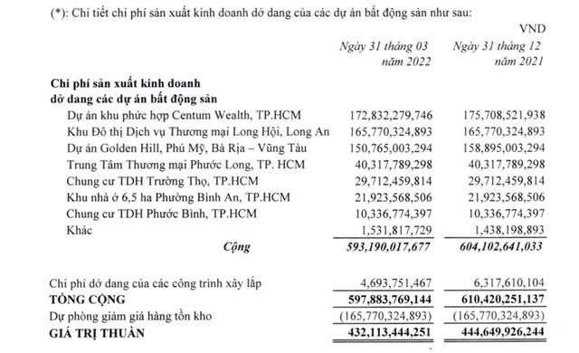 Thuduc House vẫn đang ghi nhận hơn 593 tỷ đồng chi phí sản xuất kinh doanh dở dang của các dự án bất động sản