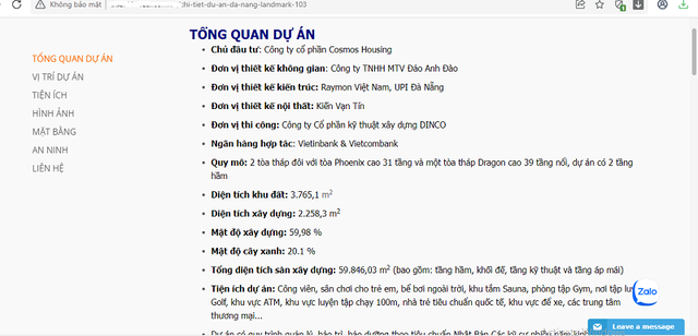 Dù "hình hài" vẫn còn nằm trên giấy, nhưng dự án Landmark Tower Đà Nẵng vẫn được rầm rộ quảng cáo. Ảnh: P.V chụp lại