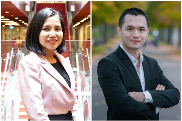 Tiến sĩ Vũ Thị Hồng Nhung (trái) và Tiến sĩ Bùi Duy Tùng (phải).