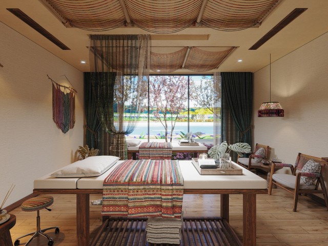 Không gian tiện ích bên trong Flamingo Tân Trào là tổng hòa giữa sự sang trọng, hiện đại và những chi tiết truyền thống ấn tượng.