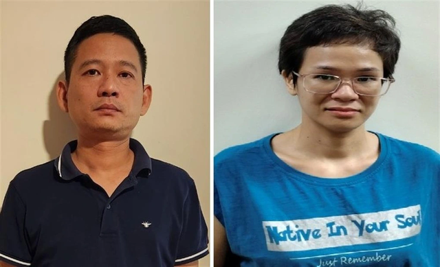 Bị can Lê Xuân Tùng (trái) và Lê Thúy Quỳnh. Ảnh: Bộ Công an