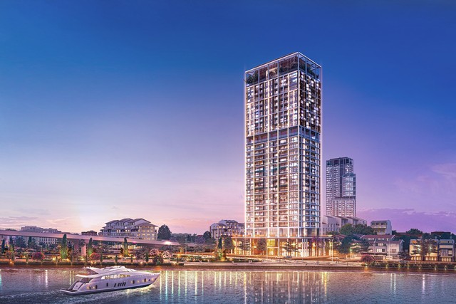 Phối cảnh minh họa vị trí đắc địa, kề bên sông Hàn của tổ hợp Sun Cosmo Residence Da Nang.