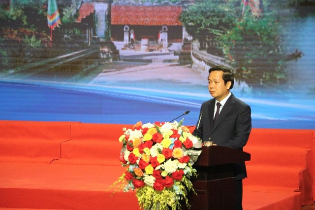 Phó Bí thư Tỉnh ủy, Chủ tịch UBND tỉnh Ninh Bình Phạm Quang Ngọc phát biểu khai mạc tại Hội nghị Công bố Quy hoạch tỉnh Ninh Bình. Ảnh: Phương Liên