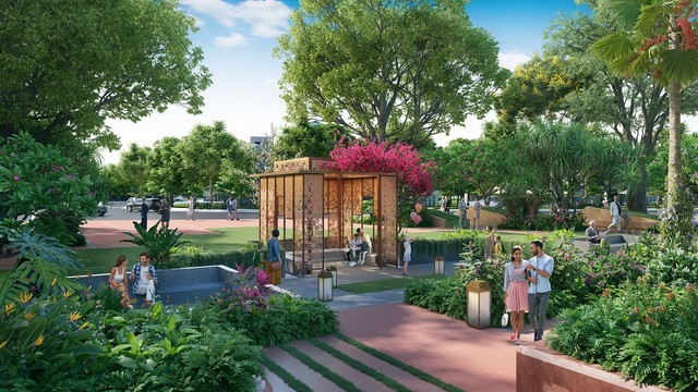 Công viên Central Park tựa ốc đảo xanh tại quần thể. Ảnh phối cảnh minh họa Sun Property