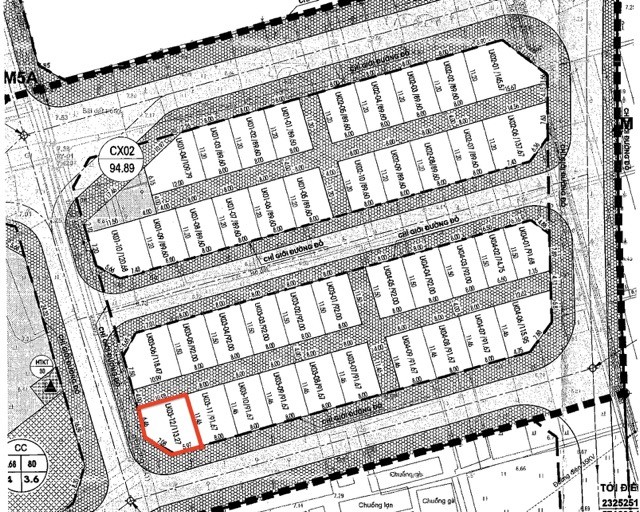 Vị trí lô góc LK03-12. Thông thường nhà đầu tư sẽ thích lựa chọn những lô đất vuông vắn. Ảnh: Nhật Linh