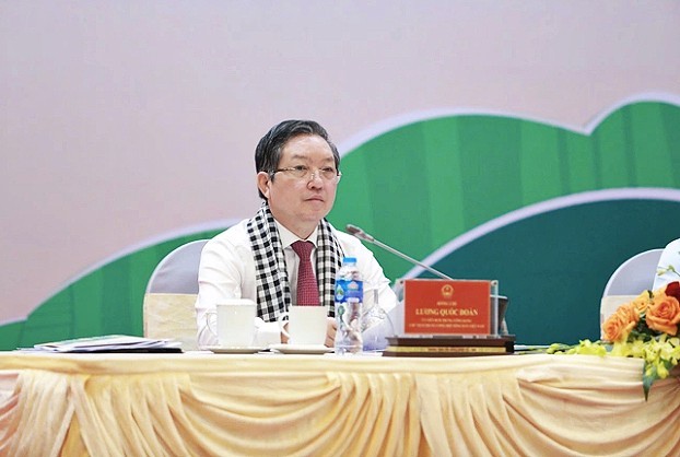 Chủ tịch Hội Nông dân Việt Nam Lương Quốc Đoàn tại diễn đàn "Lắng nghe nông dân nói". Ảnh: Dân Việt.