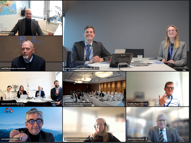 Các nước EFTA và Thái Lan vừa họp trực tuyến về kết thúc việc đàm phán FTA.