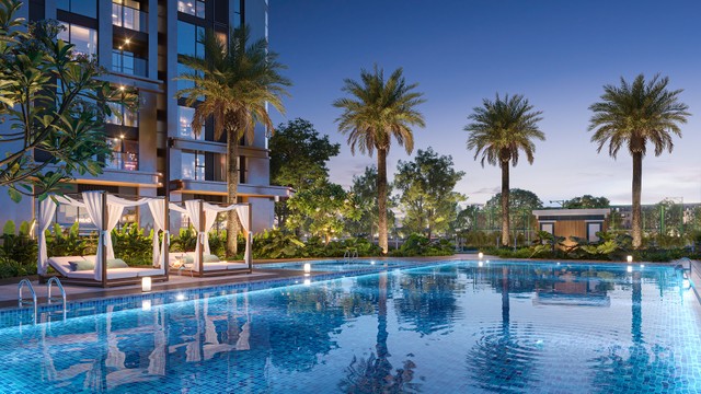 Bể bơi được thiết kế theo phong cách của các khách sạn cao cấp Bể bơi được thiết kế theo phong cách của các khách sạn cao cấp