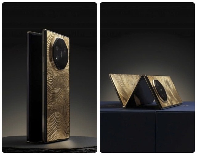 Mate XT Ultimate phiên bản đặc biệt được phủ hoàn toàn bằng vàng. Ảnh: Caviar