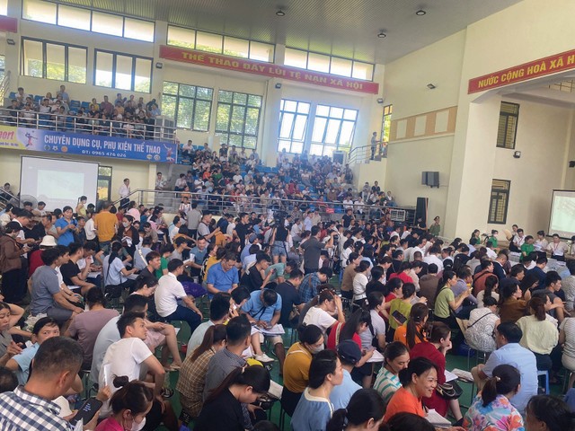 Quang cảnh một phiên đấu giá đất. Ảnh: Việt Dương