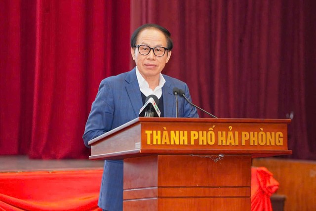 Ông Lê Tiến Châu, Bí thư Thành ủy Hải Phòng phát biểu tại Hội nghị