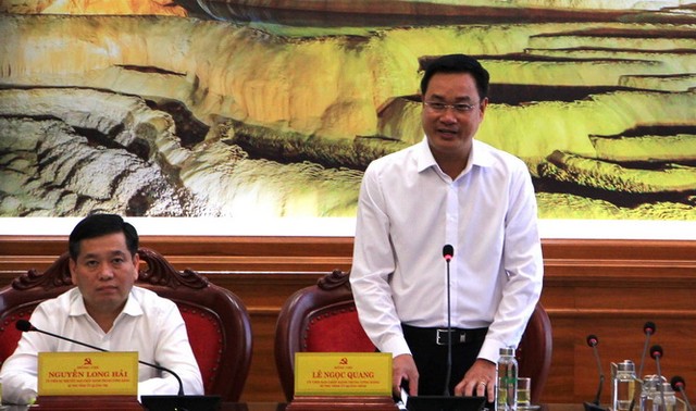 Bí thư Tỉnh uỷ Quảng Bình Lê Ngọc Quang phát biểu tại hội nghị.