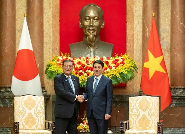Chủ tịch nước Lương Cường và Thủ tướng Nhật Bản Ishiba Shigeru. Ảnh: Đức Thanh