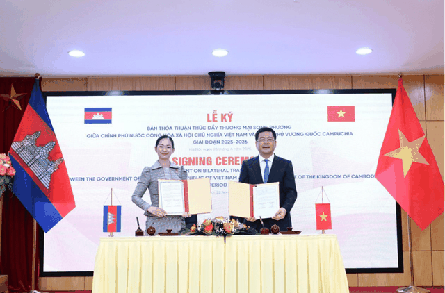 Việt Nam - Campuchia ký Thỏa thuận thúc đẩy thương mại song phương giai đoạn 2025-2026.