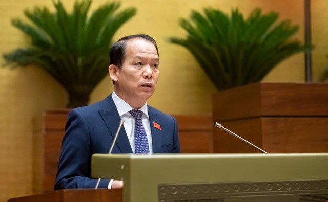 Chủ nhiệm Ủy ban Pháp luật và Tư pháp Hoàng Thanh Tùng báo cáo thẩm tra.