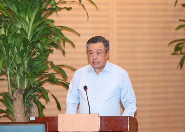 Chủ tịch UBND TP. Hà Nội Trần Sỹ Thanh phát biểu khai mạc hội thảo. Ảnh: Viết Thành.